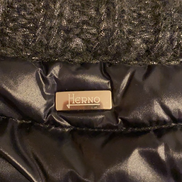 Herno Resort Black Puffer w Virgin Wool Front Panels Silver Stitch - IT 34 US 4 - Picture 6 of 10